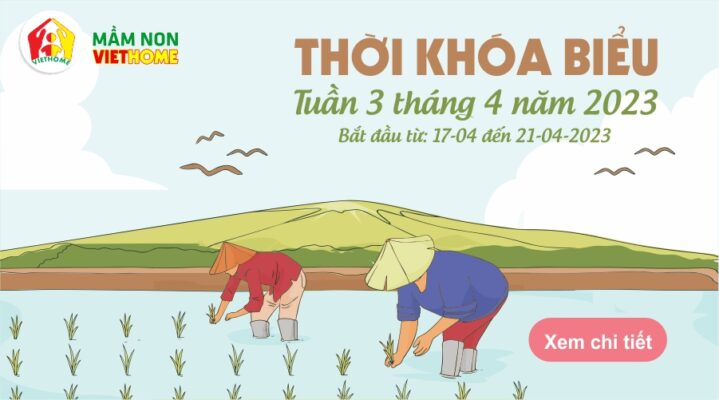 Thời khóa biểu tuần 3 tháng 4 năm 2023 Mầm non VietHome.