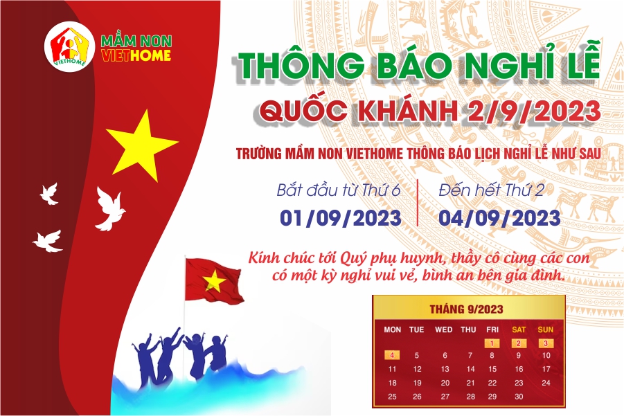 THÔNG BÁO NGHỈ LỄ QUỐC KHÁNH 2/9/2023