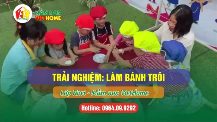 Tiết Trải Nghiệm Làm Bánh Trôi trong Ngày Tết Hàn Thực 2024 tại Mầm non VietHome