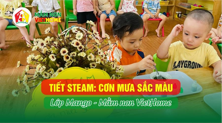 Cơn Mưa Sắc Màu - Một Trải Nghiệm STEAM Thú Vị của các bạn lớp Mango - Mầm non VietHome 2024